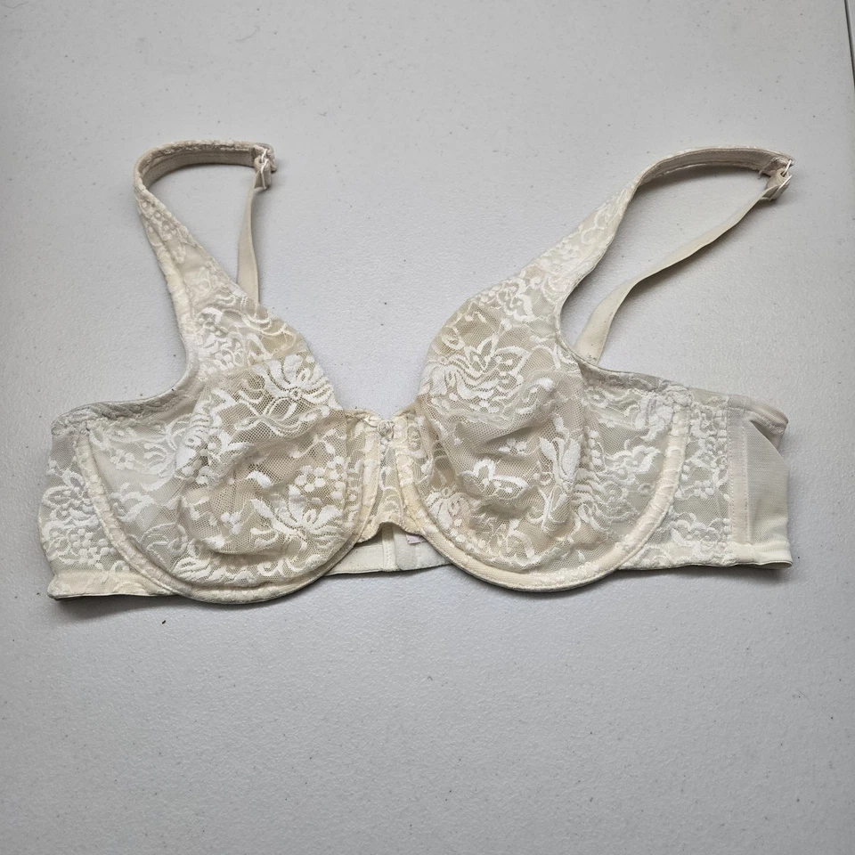 Sujetador Cacique Mujer 40C Marfil Floral Sin Forro Bralette Con Aros Encaje Malla Foto 1 de 4