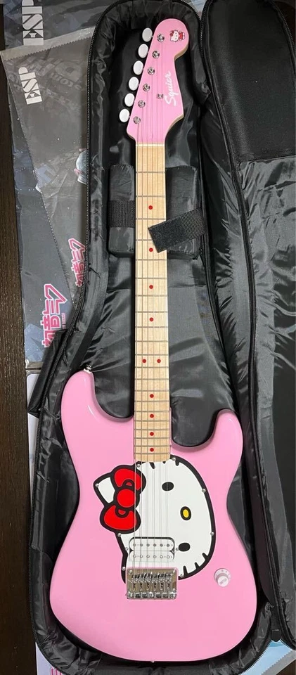 Squier Hello Kitty Pink Strat Electric Guitar with Gig Bag Used - Image 1 of 1