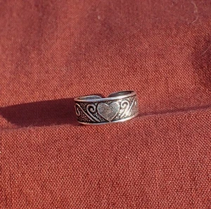 Herzmotiv Zehenring Damen massiv 925 Sterling Silber größenverstellbar - Bild 1 von 3