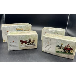 Department 56 Lot of 4, Garden Cart, Back From Orchard, Sleigh, Ice Cream NEW - Picture 1 of 9