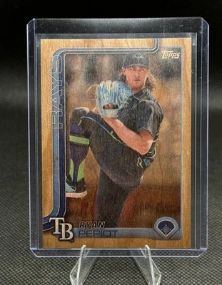 2025 Topps Series 1 Ryan Pepiot Wood Parallel /25 #179 Tampa Bay Rays - Image 1 of 2