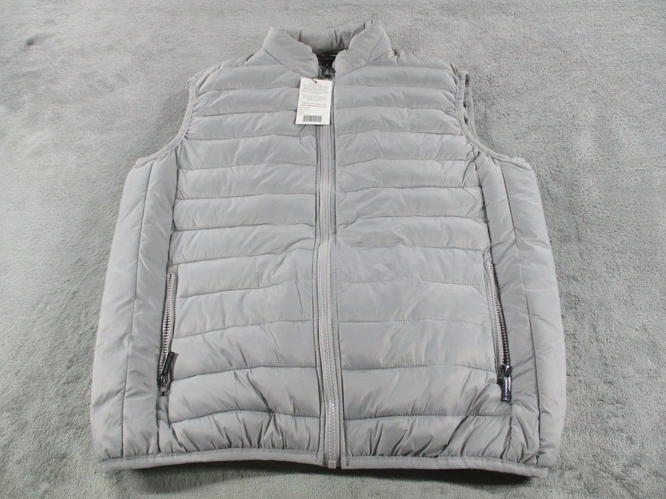 Alpine Swiss Clark Vest Mens Medium Gray Puffer Quilted Zip Front Lightweight - Image 1 of 4