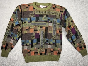 Vintage Campus Sweater Mens XL Multicolor Abstract Coogi Style Knit Taiwan 90s - Picture 1 of 10