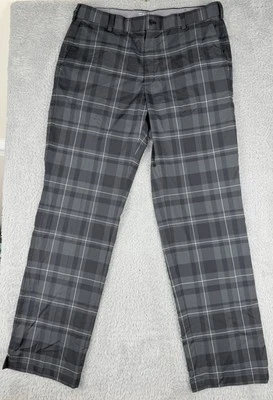 Nike Golf Tour Performance Pants Mens 36x34 Black Gray Plaid Stretch Flat Front - Image 1 of 4