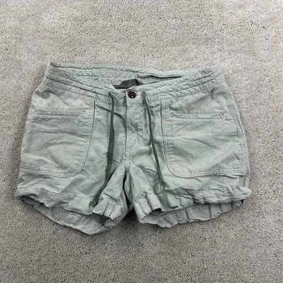 Pantalones Cortos The North Face Para Mujer Talla 6 Verde Rayas Utilidad Senderismo Viaje Lino Foto 1 de 4