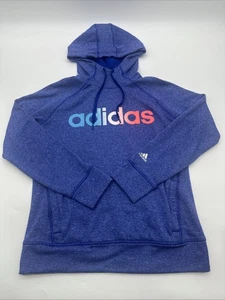 Adidas Climawarm Sweatshirt Hoodie Youth Boys M 12-14 Blue Logo Pocket.#31805 - Picture 1 of 12