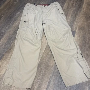 VTG Y2K Tommy Hilfiger Track Pants Khaki Men L (38x31) Elastic Poly/Cotton Blend - Picture 1 of 14