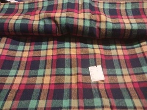 Multicolored Plaid Wool And Nylon Blend Fabric 48" X 36" - Picture 1 of 5