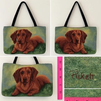 Dachshund Dog Woven Tapestry Tote Bag 16x11.5” Double Sided Purse Shoulder - Image 1 of 4