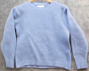Adsum Extra Fine Merino Wool Sweater Pullover Women's L Blue Crew - Picture 1 of 12