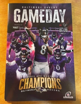 2023 BALTIMORE RAVENS GAMEDAY PROGRAM vs TEXANS 1/20 - NEW  Lamar Jackson - Image 1 of 4