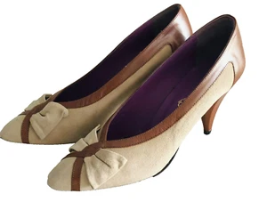 New Jack Rogers Dress Pumps Suede Leather Purple Leather Bow Made in Italy 7.5 N - Picture 1 of 13