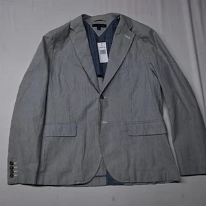 NEW Tommy Hilfiger Large Blue Stripe Cotton Mens Blazer Suit Jacket Sport Coat - Picture 1 of 12