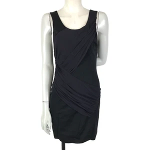 Wish Dress Black Size 10 Pencil Sleeveless Chiffon Draped Ruched Cocktail LBD - Picture 1 of 14