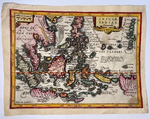 INDIAS ORIENTALES c. 1630 PETER KAERIUS BONITO MAPA ANTIGUO INUSUAL SIGLO XVII - Imagen 1 de 6