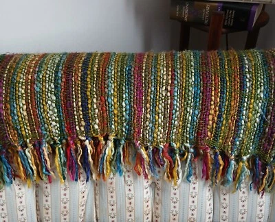 Pier 1 Imports Acrylic Wool Multicolored Knit Throw Blanket Fringe 50"x60" READ - Image 1 of 4