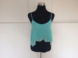 Blusa Top TCEC Teal Cuentas Columpio con Cuentas Borde Festoneado Sin Mangas S - Imagen 1 de 5