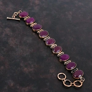 Oferta de San Valentín Ovalada Natural Cachemira Rubí Bisel de Cobre Pulsera de Cumpleaños Joyería - Imagen 1 de 6