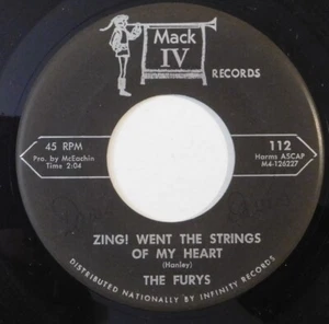 doo wop 45 THE FURYS Zing Went The Strings Of My Heart MACK IV VG+ never more - Picture 1 of 4
