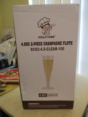 Jolly Chef 4.5oz 2 Piezas Flautas de Champagne SCO2-4.5-Clear Paquete de 100 NUEVA CAJA SELLADA Foto 1 de 2