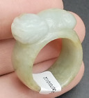 Certified Green Natural Type A Jadeite Carved Dragon Pi Xiu Ring Inner 20.10mm