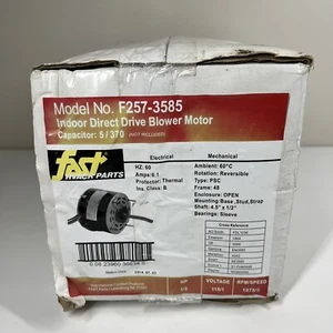 NEW F257-3585 Direct Drive Blower Motor  1/3 HP 115v 1075 RPM 3Speed 60Hz SEALED - Picture 1 of 6