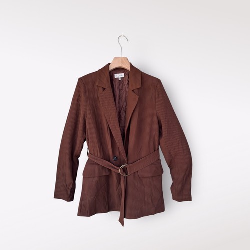 VETEMENTS Blazer donna ACOA bottoni davanti a righe taglia S cintura fibbia neutra marrone ufficio