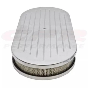 For Chevy Ford Air Cleaner Set 19" Oval Polished Aluminum Dual Quad Ball Milled - Picture 1 of 2