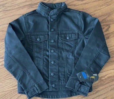 NUEVO CON ETIQUETAS Juvenil Talla M LEVI Chaqueta Jean Negra Capucha Oculta Duradera Tela Cordura Foto 1 de 4