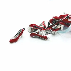 4, 20 or 50 BULK pcs Red and Silver High Heel Shoe Charms - US Seller - RD809 - Picture 1 of 5