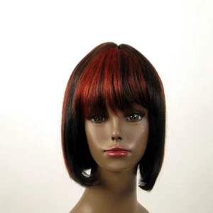 Afro Perücke 100% Naturhaar mittellang gesträunt schwarz/rot JACKIE 01/1b410 - Bild 1 von 8