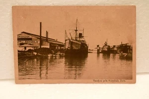 Vintage Tandjon Pela Shipyard View Soerabaia Java Postcard by G. Furukawa - Picture 1 of 6