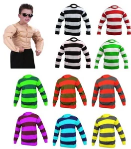 Kids Girls Boys T-Shirt Stripe Printed Muscle SWAT Camouflage Frozen Crew Neck - Picture 1 of 17