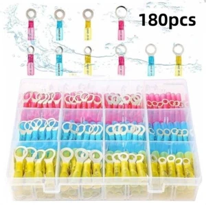 180PCS 22-10AWG Heat Shrink Wire Connector Crimp Ring Terminal Kit Waterproof - Picture 1 of 5