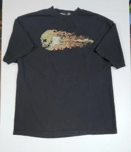 Vintage Y2K No Boundaries Flaming Guitar Skull Rock Metal Graphic T-shirt Sz XL - Picture 1 of 7