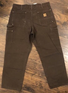Vtg Carhartt Jeans Mens B136-DKB Brown Straight High Rise 36x30 Carpenter - Picture 1 of 6