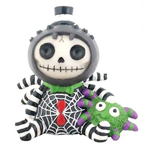 Furrybones Webster Esqueleto en Viuda Negra Disfraz Sosteniendo Araña Estatuilla - Imagen 1 de 2