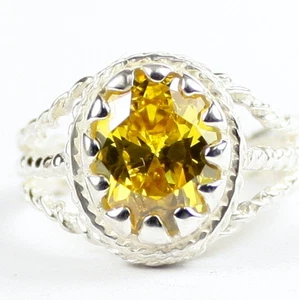 Golden Yellow CZ, 925 Sterling Silver Ladies Ring, SR070 - Picture 1 of 5