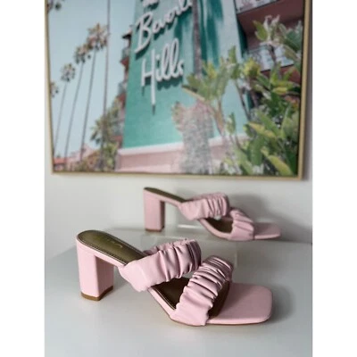 Zapatos Ego Sandalias deslizantes de cuero sintético rosa claro con correas de cuero sintético 3" Tacones talla 11 Foto 1 de 4