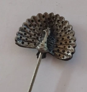 Gray Peacock Stickpin - Picture 1 of 7