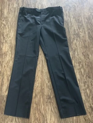 Berle Dress Pants Men’s 38X35 Flat Front Black Polyester Wool Blend Raw Hem NWT - Image 1 of 4