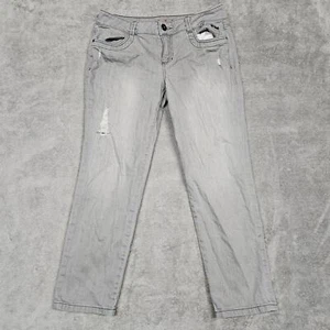 Elle Skinny Boyfriend Jeans Gray Womens Size 12 Grey Distressed Faded Ripped - Picture 1 of 8