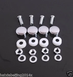 4 Pcs Chrome License Plate Frame Security Screw Bolt Caps Covers For Car Truck - Bild 1 von 2