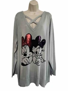 Torrid Gr. 3 Mini und Daisy Tunika Pullover silber grau langarm Pailletten - Bild 1 von 11
