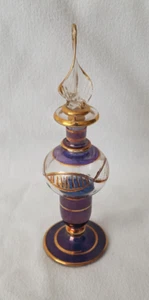 Middle East Perfume Bottle from Turkey Hand Painted Blown Glass Vintage #2 - Picture 1 of 3
