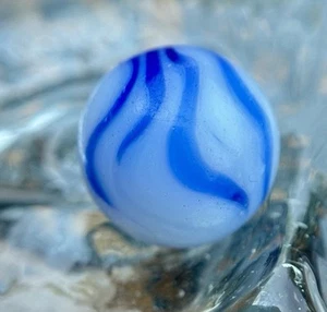 Vintage Alley Agate Blue Flame Marble Mint Condition 5/8” Collectible Played - Bild 1 von 11