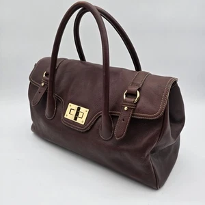 Ralph Lauren Purse Brown Leather Bag Shoulder Strap Tote Chocolate - Picture 1 of 17