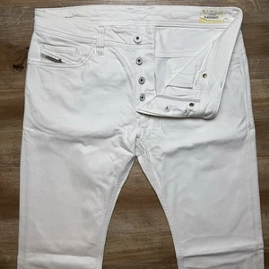 Diesel Jeans Men 34x35 White Safado Slim Straight Leg Designer Modern Studded - Picture 1 of 13