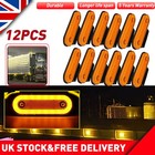 Orange Amber Side Marker Lights Oval x12 24V Neon Trailer Truck Lorry W/Bracket