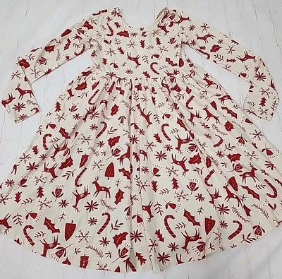 Hanna Andersson Girls Size 12 Christmas Skater Dress Celebration Pockets  - Image 1 of 4